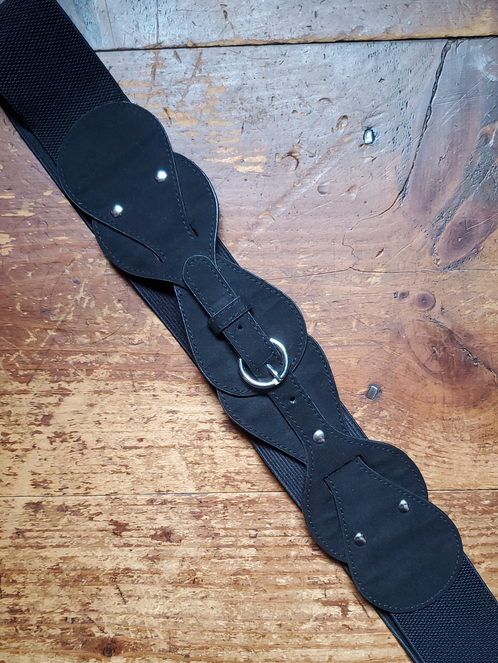 Torrid Black Women's Elastic Waist Belt with Suede Detail